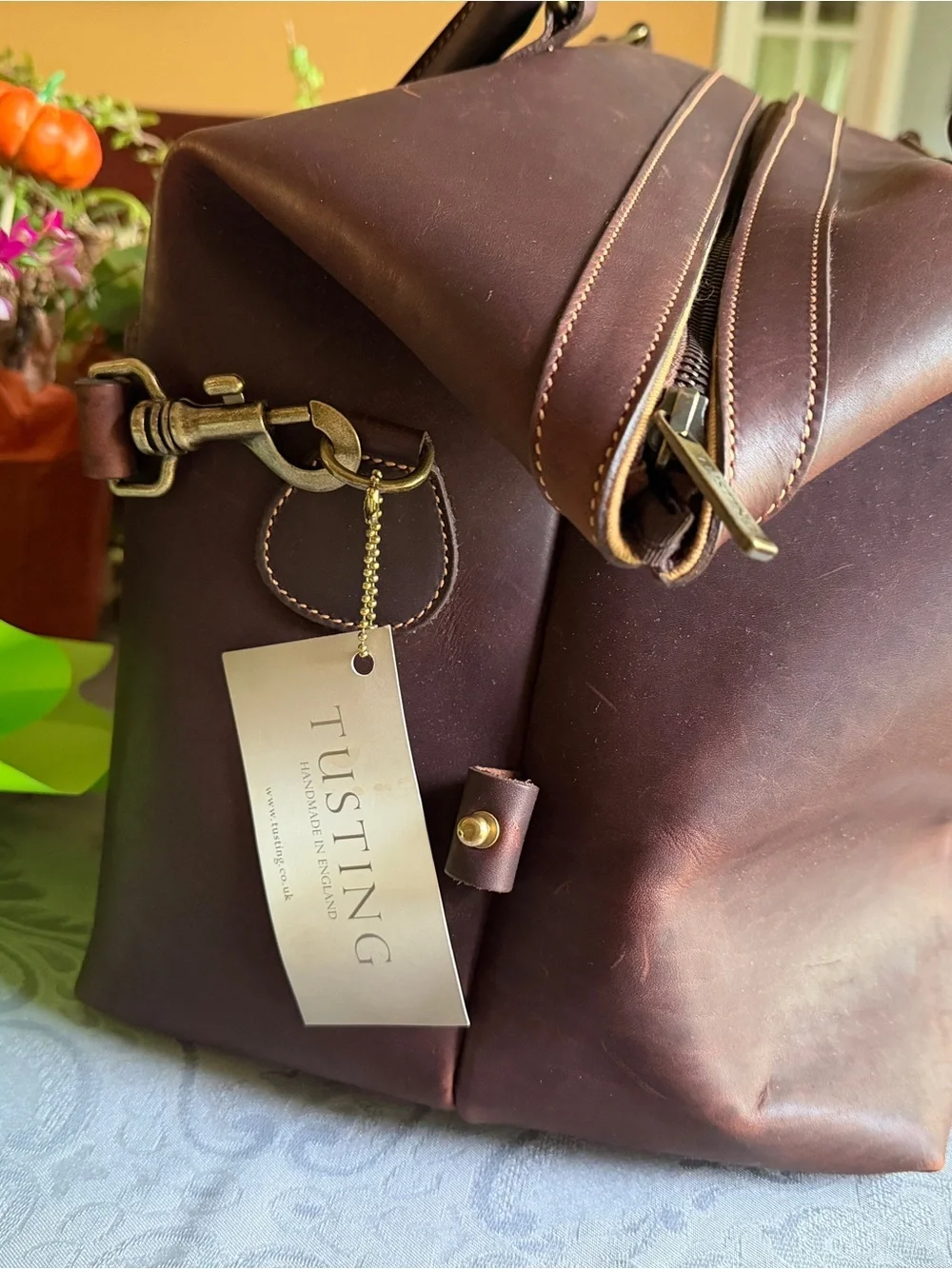 Men's Leather Duffel Bag - Dark Brown Travel Carryall